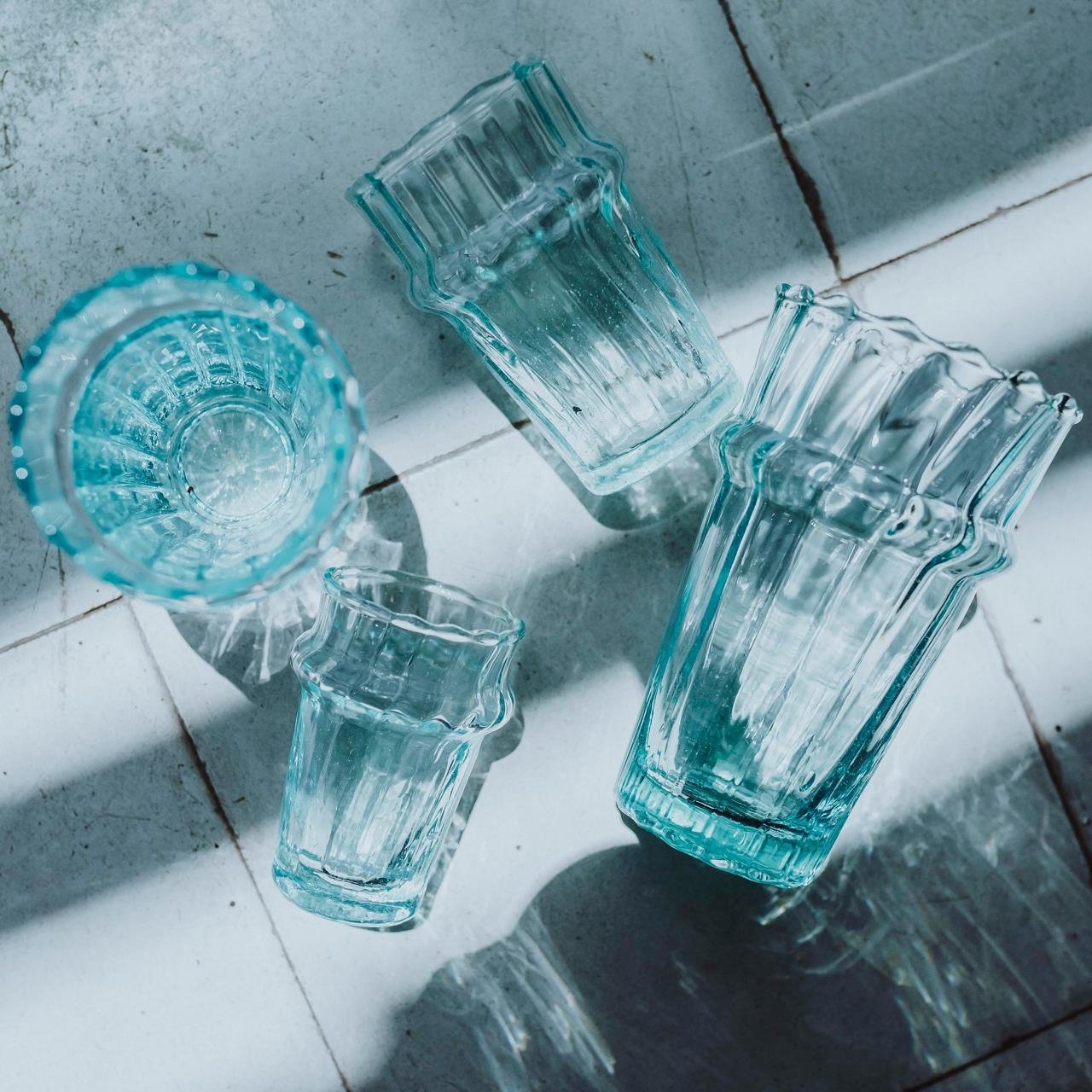Handmade Moroccan artisanal glass cup, Marrakech