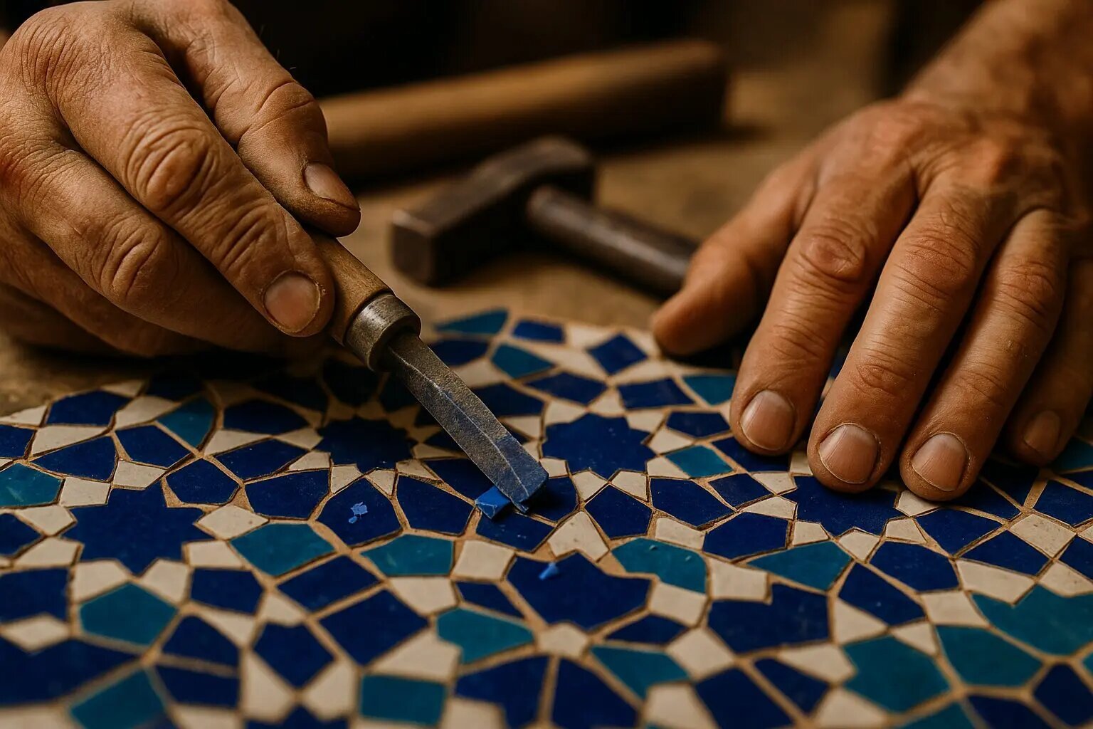 Moroccan artisan crafting décor for hospitality